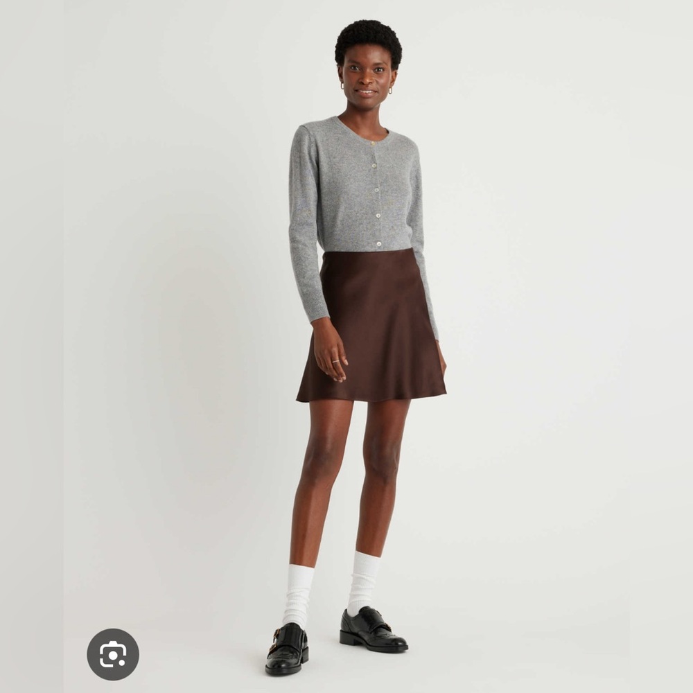 Quince brown silk mini skirt